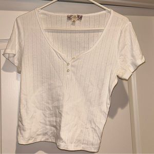 cute white v neck button